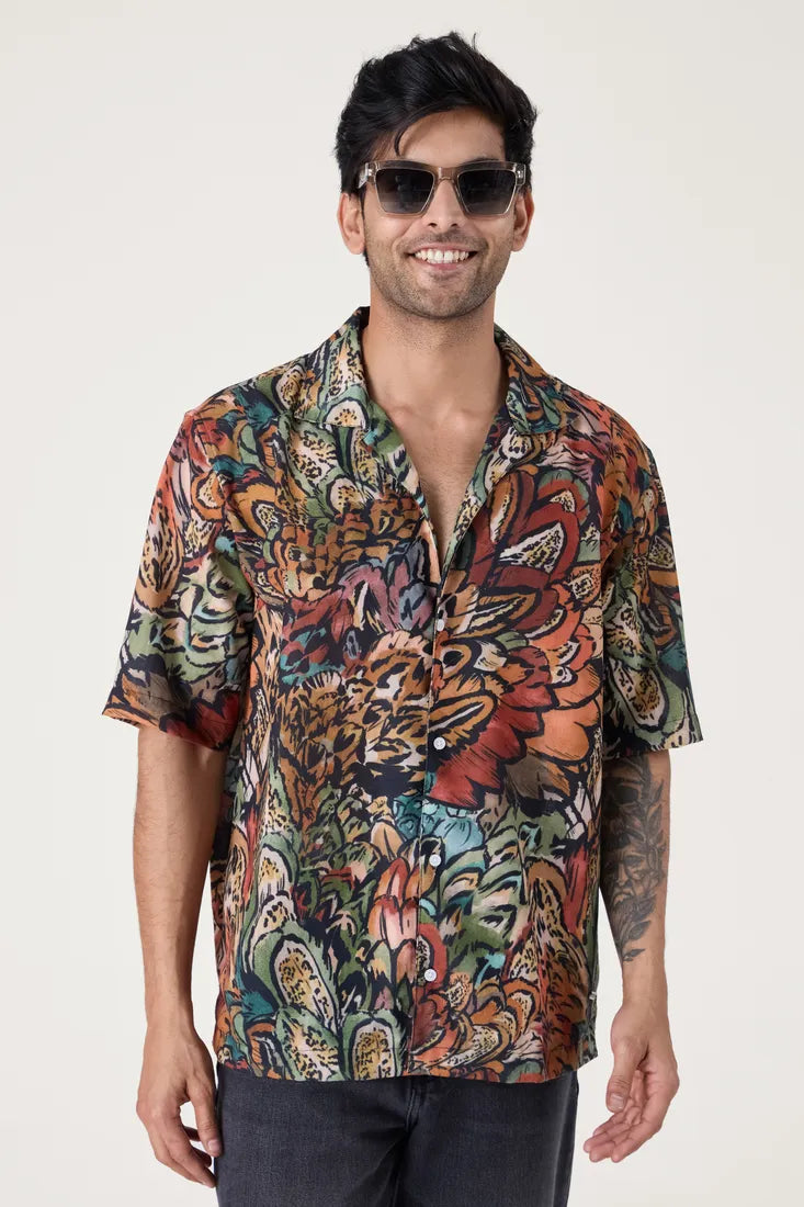 BLACK ABSTRACT PRINTED SHIRT