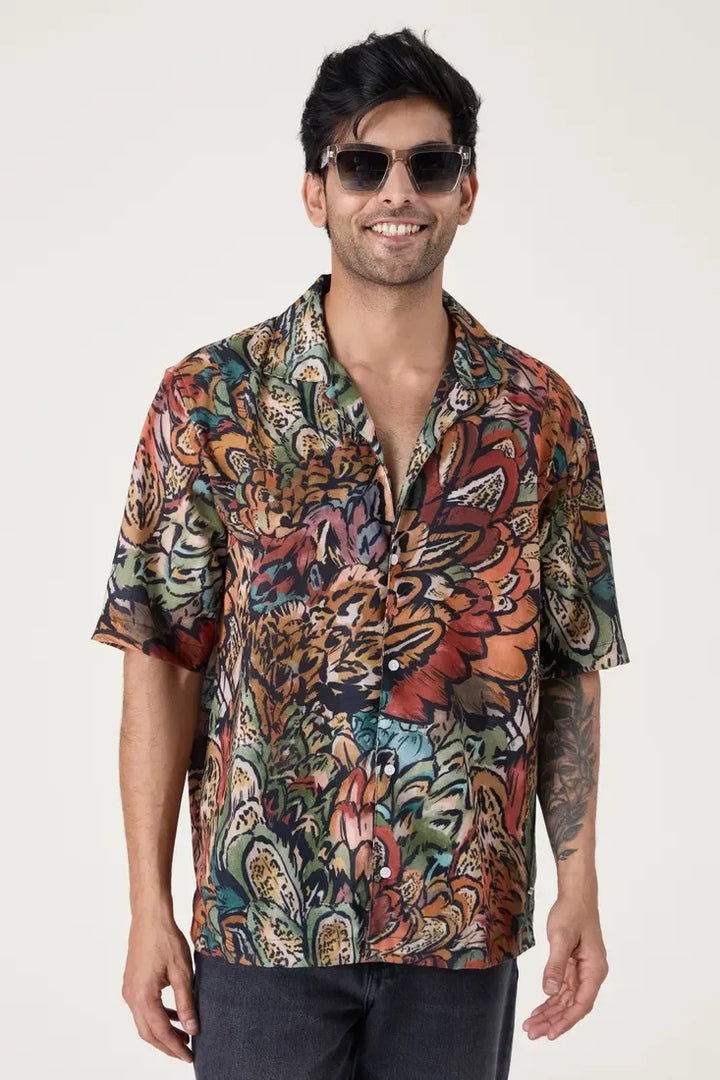 BLACK ABSTRACT PRINTED SHIRT - CRAIG