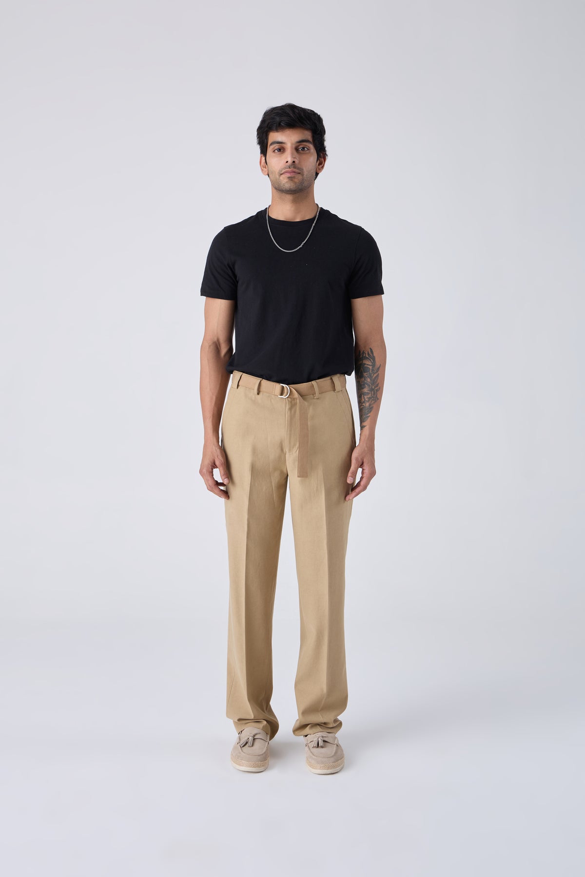 TROUSER WITH SELF FABRIC BELT