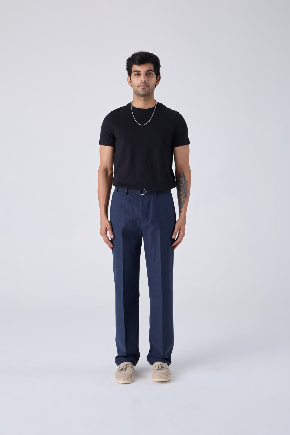 TROUSER WITH SELF FABRIC BELT