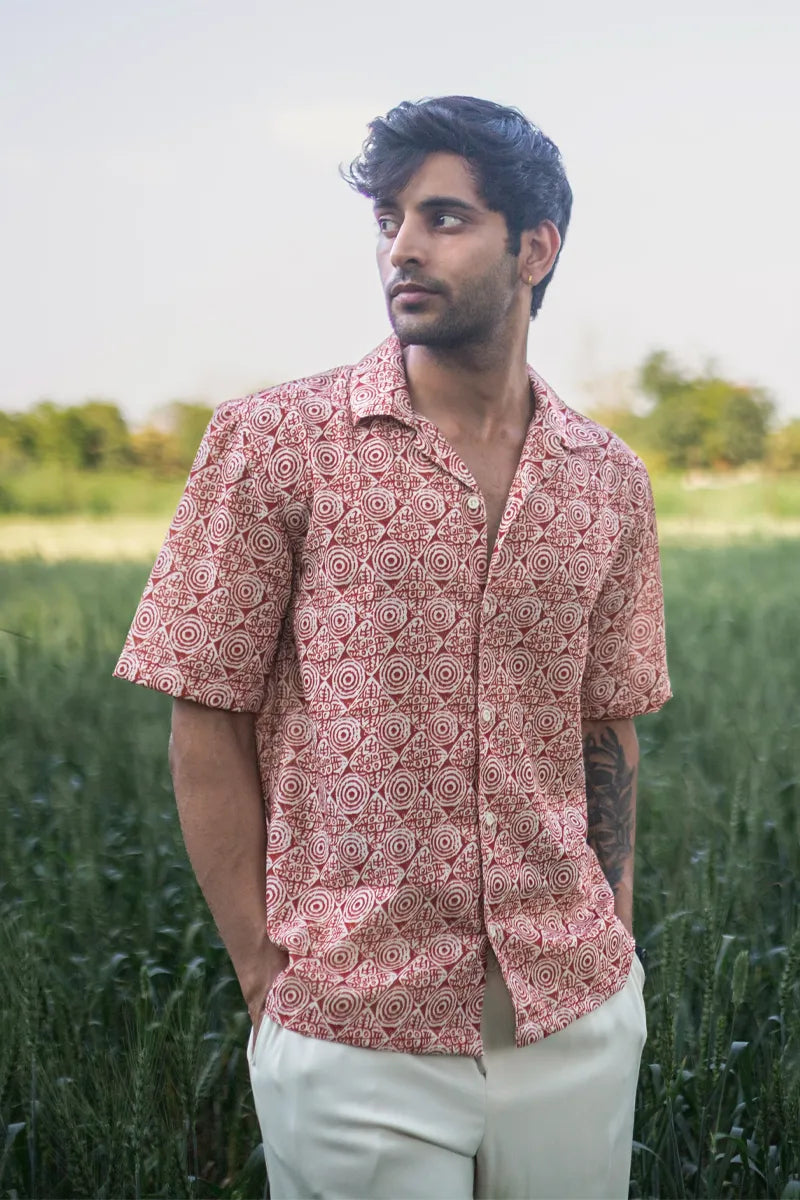 Orange Aztec Printed Shirt