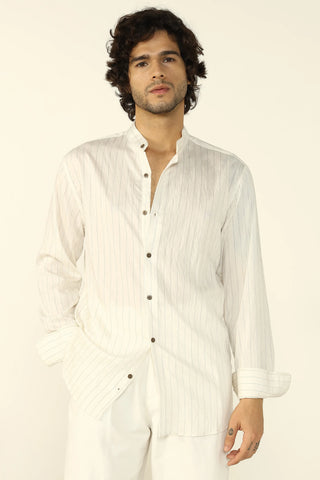 WHITE FLOWING STRIPE SHIRT - CRAIG