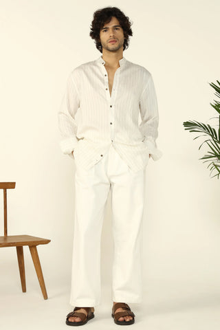 WHITE FLOWING STRIPE SHIRT - CRAIG