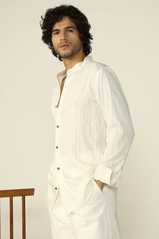 WHITE FLOWING STRIPE SHIRT - CRAIG