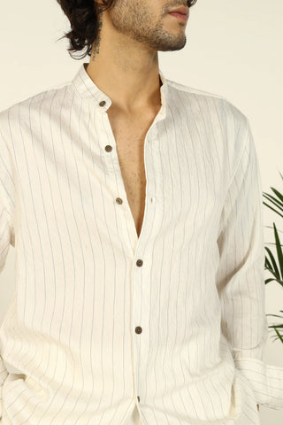 WHITE FLOWING STRIPE SHIRT - CRAIG