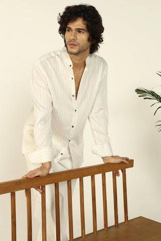 WHITE FLOWING STRIPE SHIRT - CRAIG