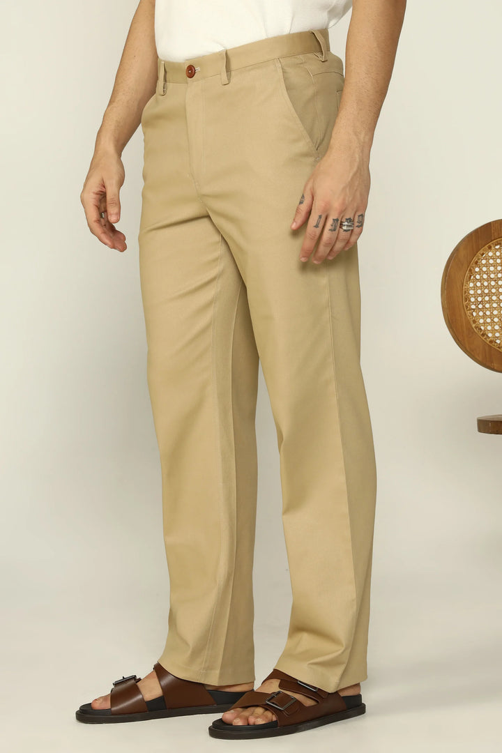 REGULAR FIT COTTON TROUSERS BEIGE - CRAIG