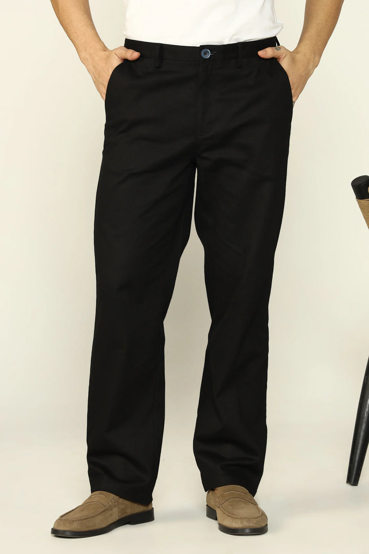 REGULAR FIT COTTON TROUSERS BLACK - CRAIG