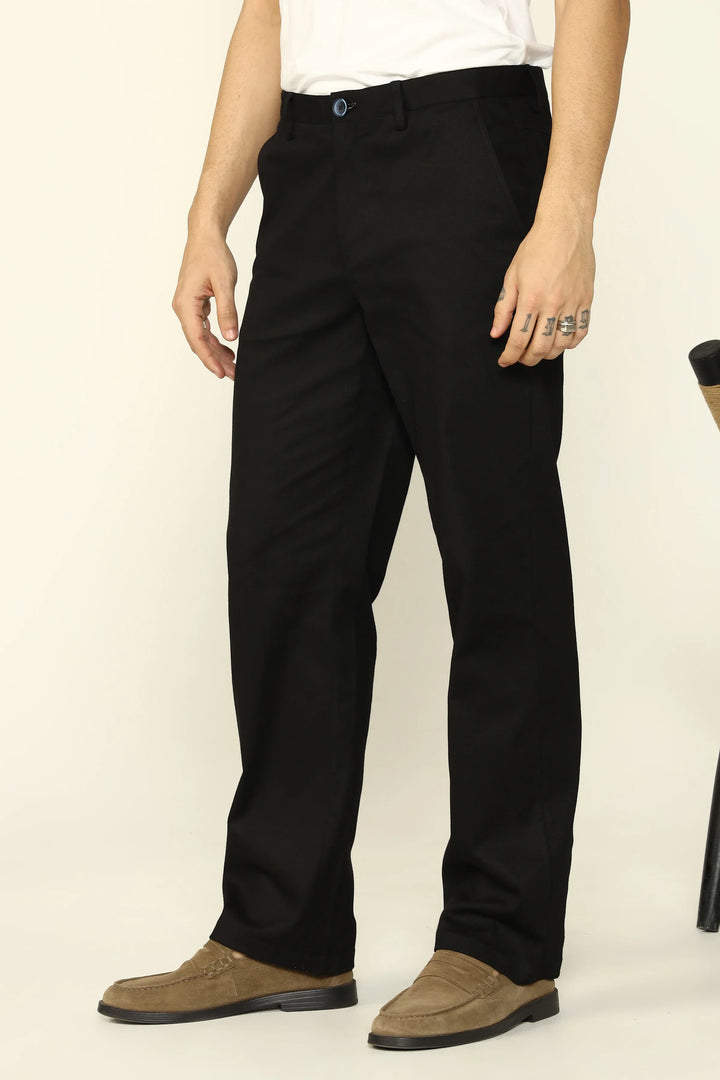 REGULAR FIT COTTON TROUSERS BLACK - CRAIG