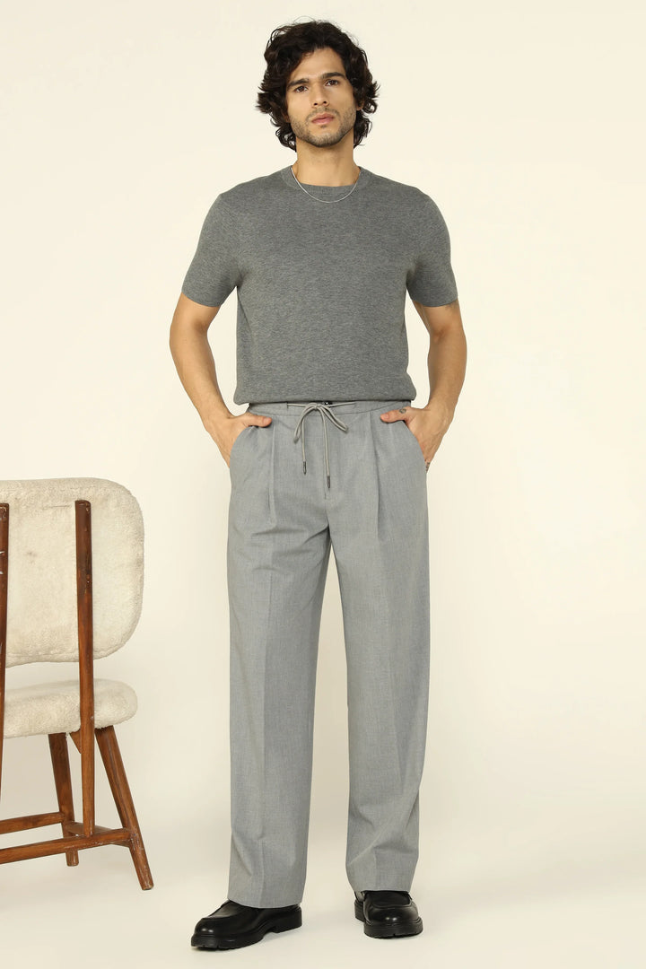 WIDE LEG DRAWSTRING TROUSERS GREY - CRAIG