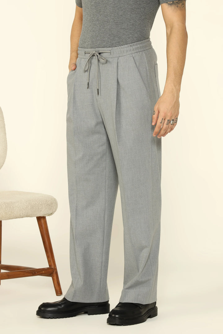 WIDE LEG DRAWSTRING TROUSERS GREY - CRAIG