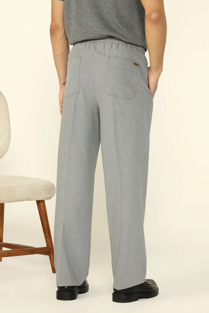 WIDE LEG DRAWSTRING TROUSERS GREY - CRAIG