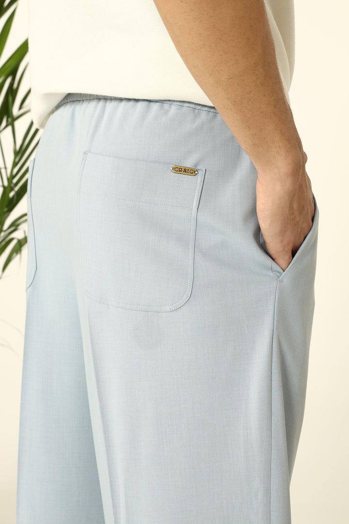 WIDE LEG DRAWSTRING TROUSERS LIGHT BLUE - CRAIG